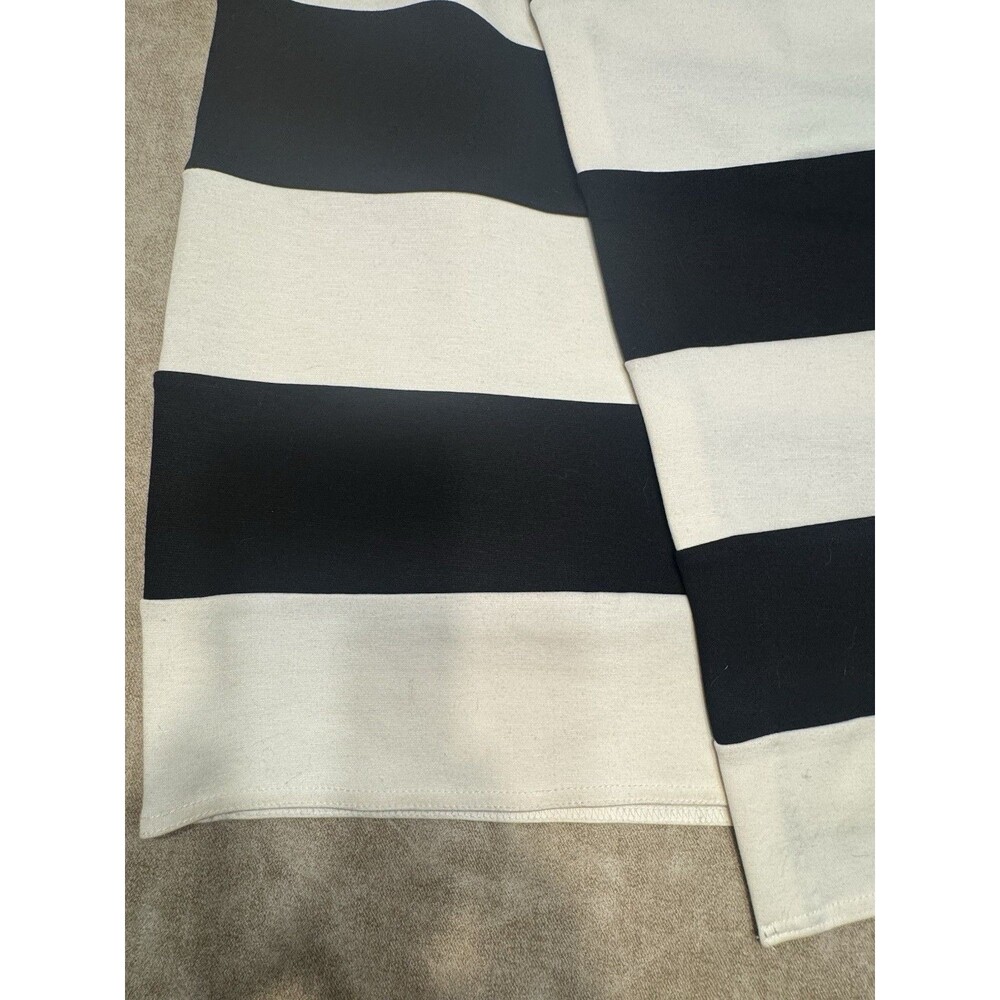 Spence Pencil Skirt Women's LARGE Black White Stripe Pull On Wrap Lined - Picture 2 of 5